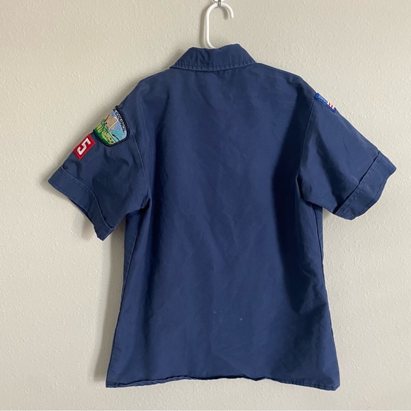 VINTAGE NAVY BLUE BOY SCOUTS OF AMERICA BUTTON UP PATCH WORK SHORT SLEEV… - Picture 2 of 10